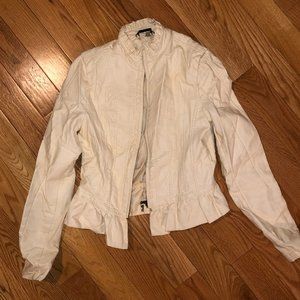 Cream Leather Jacket